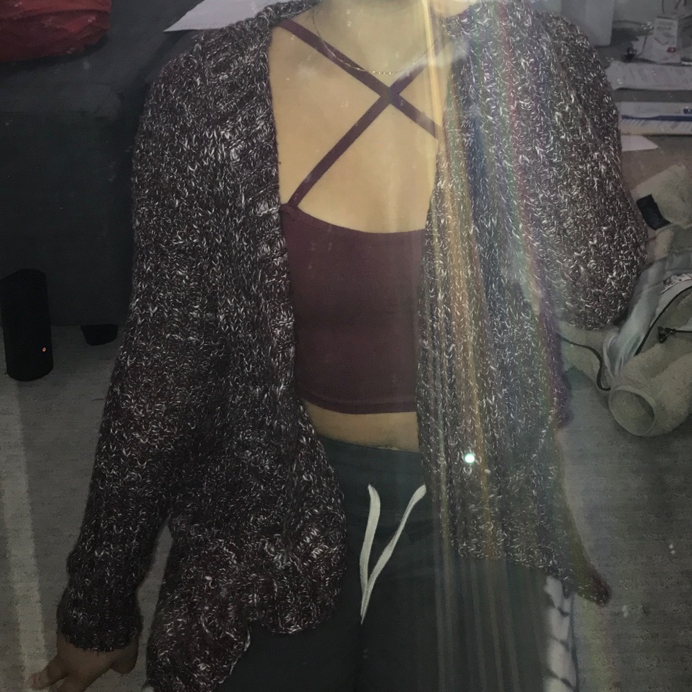 Maroon knit cardigan